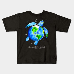 Earth Day Sea Turtle Art Kids T-Shirt